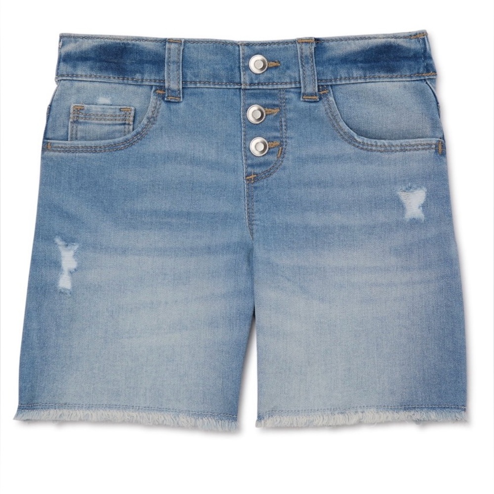 🔴‎ 3/$12 Wonder Nation Girl’s Denim Buttoned Midi Shorts! NWT! Size 14/16 Plus